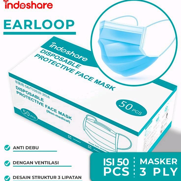 Indoshare Masker Earloop 50pc