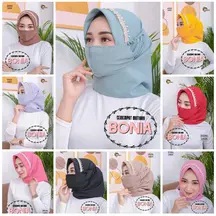 Hijab masker renda mutiara