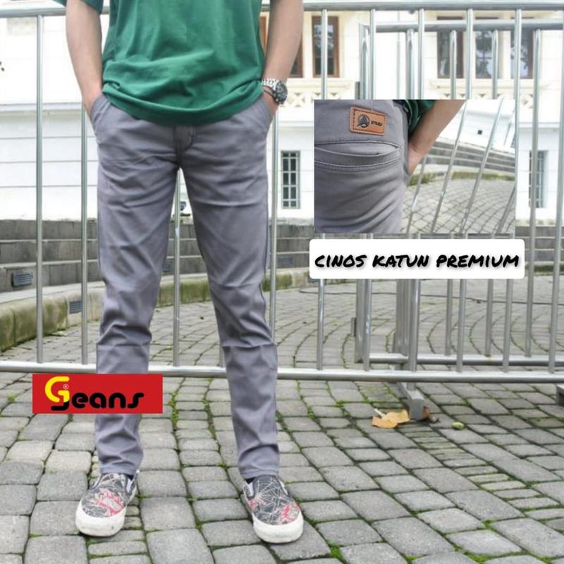 Celana cinos katun premium | resleting | celana Panjang katun Stretch 0