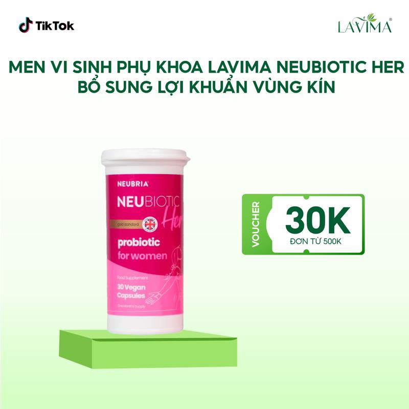 Men Vi Sinh Phụ Khoa Lavima Neubiotic Her Bổ Sung Lợi Khuẩn Vùng Kín Thực Phẩm Hỗ Trợ Sức Khỏe Cho Phụ Nữ Hộp 30 Viên