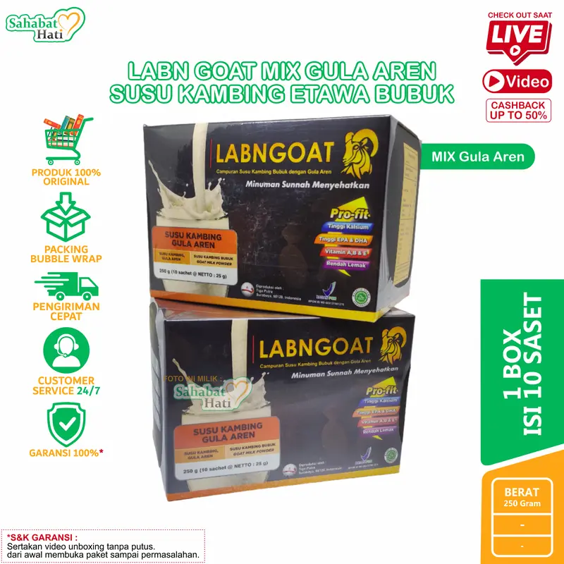Susu kambing Etawa Labn Goat Rasa Gula Aren/ Susu kambing Etawa 1 box isi 10 Sachet 0