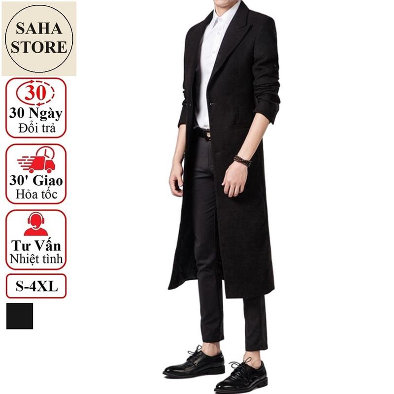 Áo măng tô nam dáng dài hàn quốc SAHA10 blazer khoác dạ mangto choàng trench coat bigsize cỡ lớn 100kg XXL 2XL 3XL 4XL