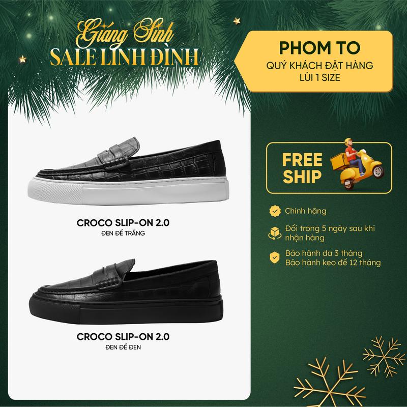 Giày Lười Nam Bentoni Croco SlipOn – Da Bò Thật Cao Cấp Dập Vân Cá Sấu Đế Cao Su Siêu Nhẹ Êm Ái Chống Trơn Bền Đẹp Năng Động Phù Hợp Đi Làm Đi Chơi