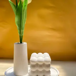 [DH.US] SET DEKORASI 3 | vas Lili square buble dan coaster oval | pot bunga kering| vas aestetic | dekorasi konten | Souvenir | pot gypsum aestetic | dekorasi rumah | vas bunga kering kertas