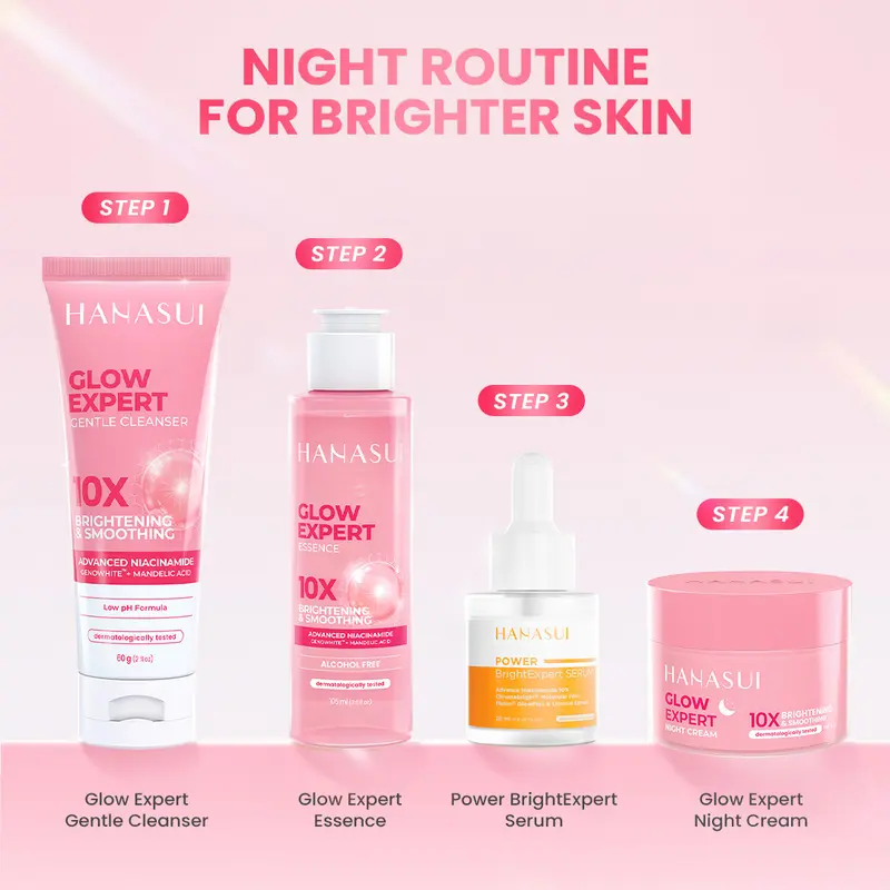【SPECIAL PACKAGE】Double Expert, Glow Better Set 4 pcs + Power Bright Expert Serum - Real 10% Advance Nianicinamide Mencerahkan Wajah Membantu menenangkan kulit New Improved Formula 4