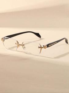 ヴィンテージ フレームレス ファッションメガネ、カジュアルスタイル、耐久性のあるメタル、仕事や日常使いに最適、ユニセックス装飾用メガネ