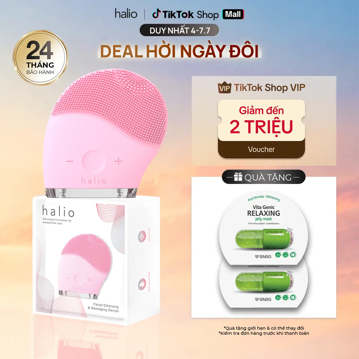 Máy Rửa Mặt Halio Facial Cleansing & Massaging Device Dành Cho Mọi Loại Da Silicon