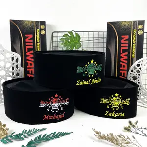 PECI NU NAMA - Peci Songkok Kopyah Hitam NU NAMA Peci Hitam NU GRATIS NAMA ANAK Tinggi 9 cm Muslim Kopiah Dewasa Pria