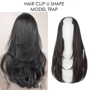 RSW 60CM 45CM 40CM HAIR CLIP U / V SHAPE RAMBUT PALSU WANITA KOREA BIG LAYER 00006 MODEL TRAP Coklat Hitam tahan panas