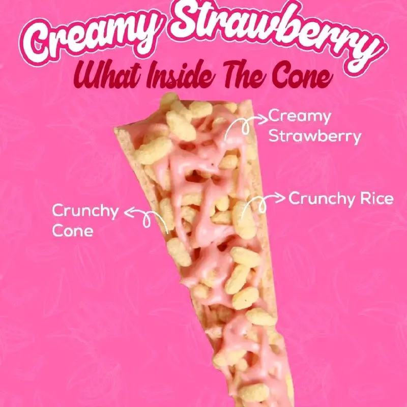 Paket 2 Box Cone Creamy Cokelat dan Stroberry isi 22 Pcs - Wafer Cream Crispy Full Chocolate dan Stoberi - Cemilan Food Snack Manis Camilan Coklat 2