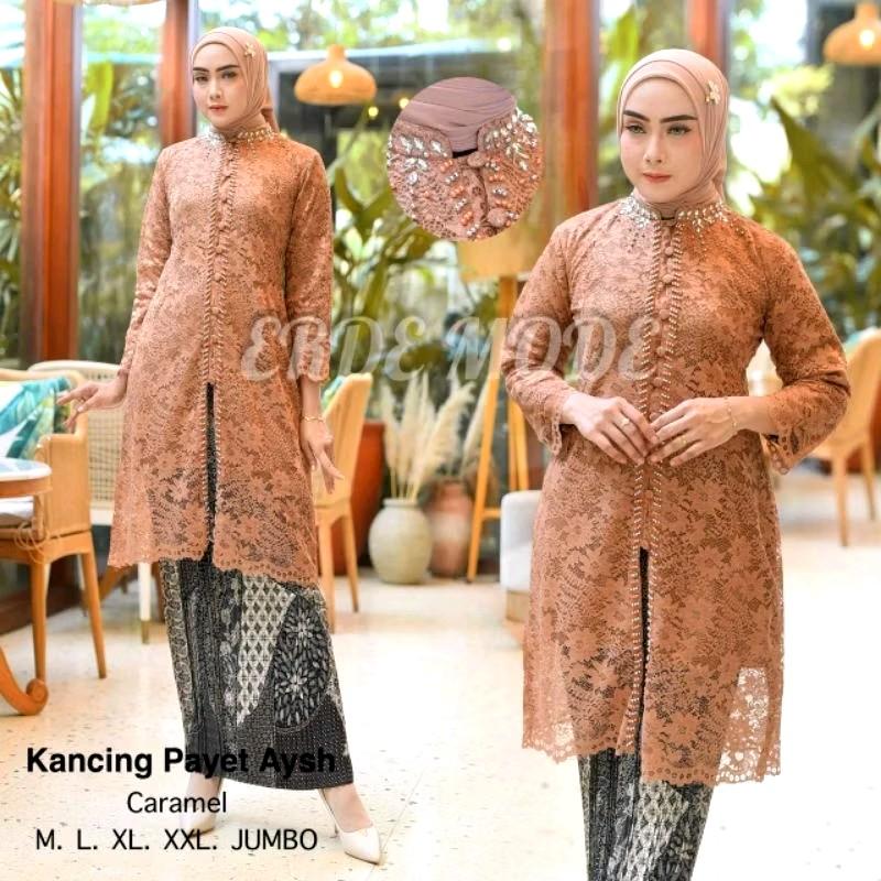 Setelan kebaya kancing brokat jumbo LD 130 mix rok plisket/kebaya tunik moderen 6