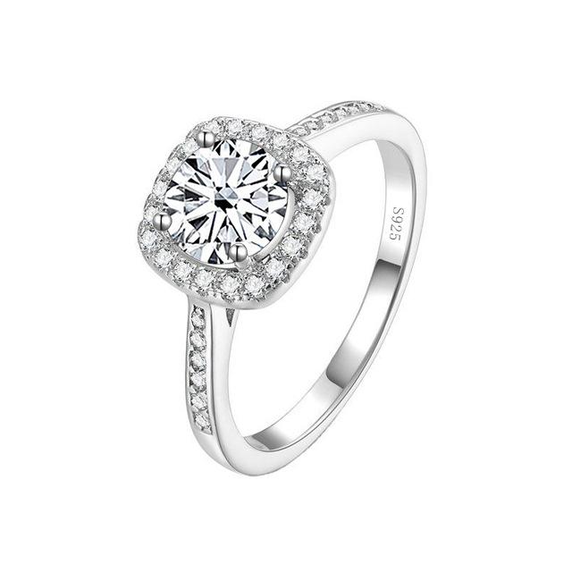 Product Introduction of 【#98】925 Sterling Silver Round Square Moissanite Ring 3