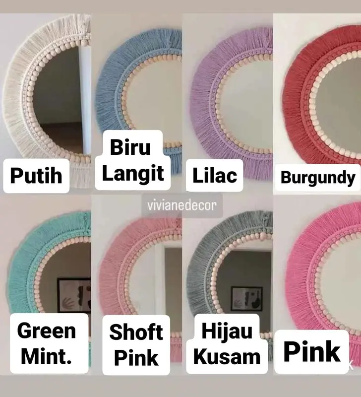 Cermin Macrame Dekorasi Dinding Manik Macrame Hadiah Dekorasi Kamar Mandi Hadiah Rumah Baru | Cermin Boho 0