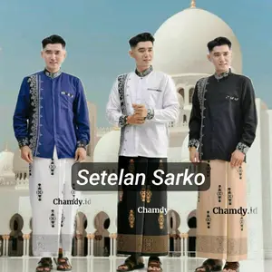 Paket SARKO Sarung dan Baju Koko Pria Lengan Panjang Ukuran Jumbo Size M L XL XXL XXXL