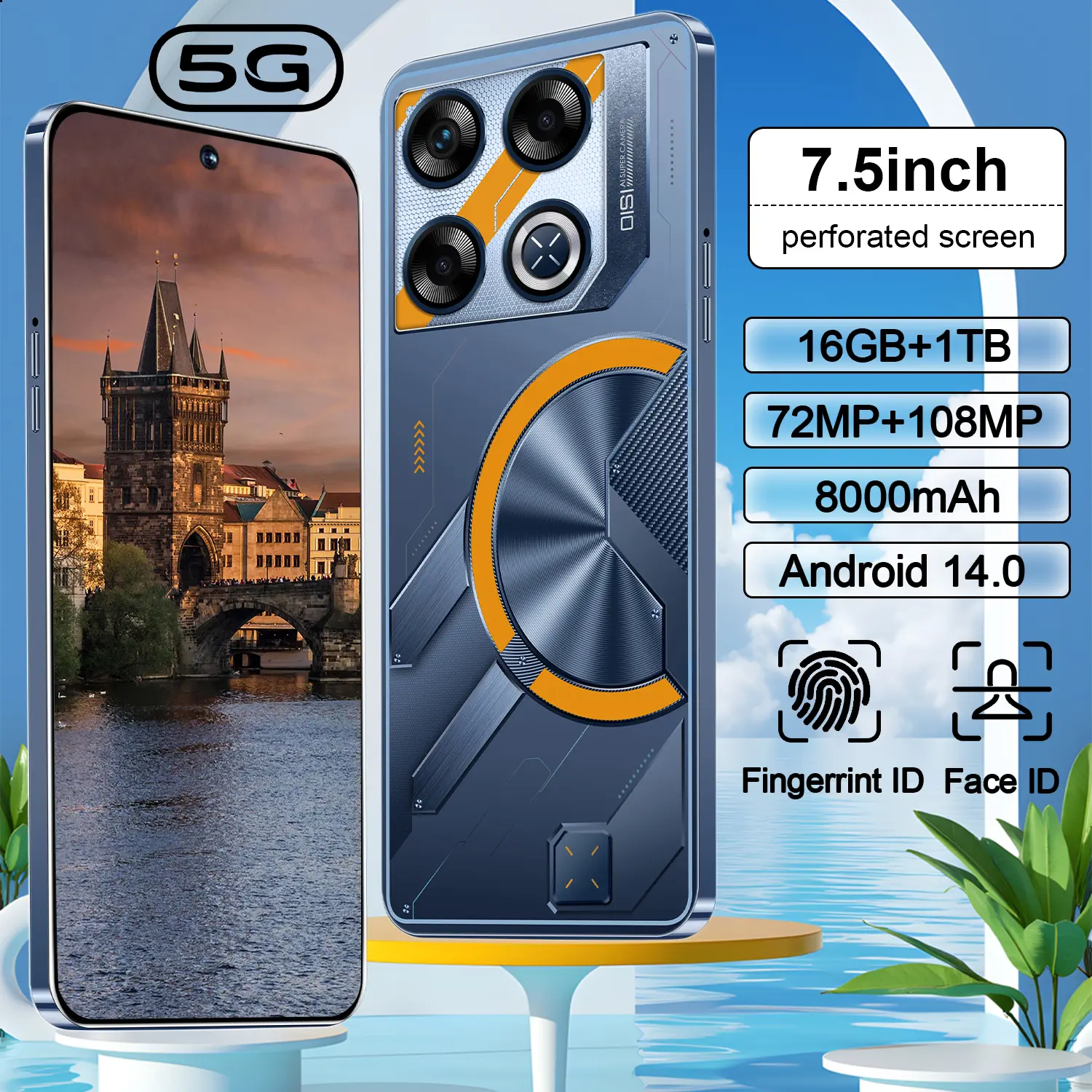[ Sản phẩm mới 2025 ] INFIN GT20 Pro+ Điện thoại di động Màn hình lớn 7,3 inch 16GB + 1TB Pin 6800mAh Camera HD 72MP + 108MP Giá thấp nhất Điện thoại chơi game Thẻ SIM kép 5G - COD
