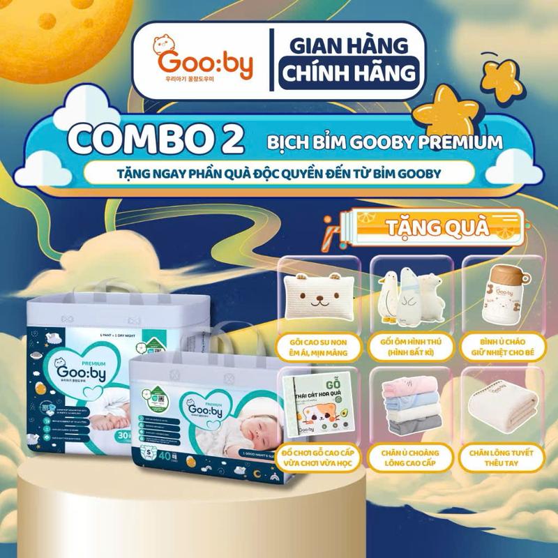 COMBO 2 bịch bỉm Gooby đêm premium đủ size cho bé 3-25kg Bỉm Cho Bé