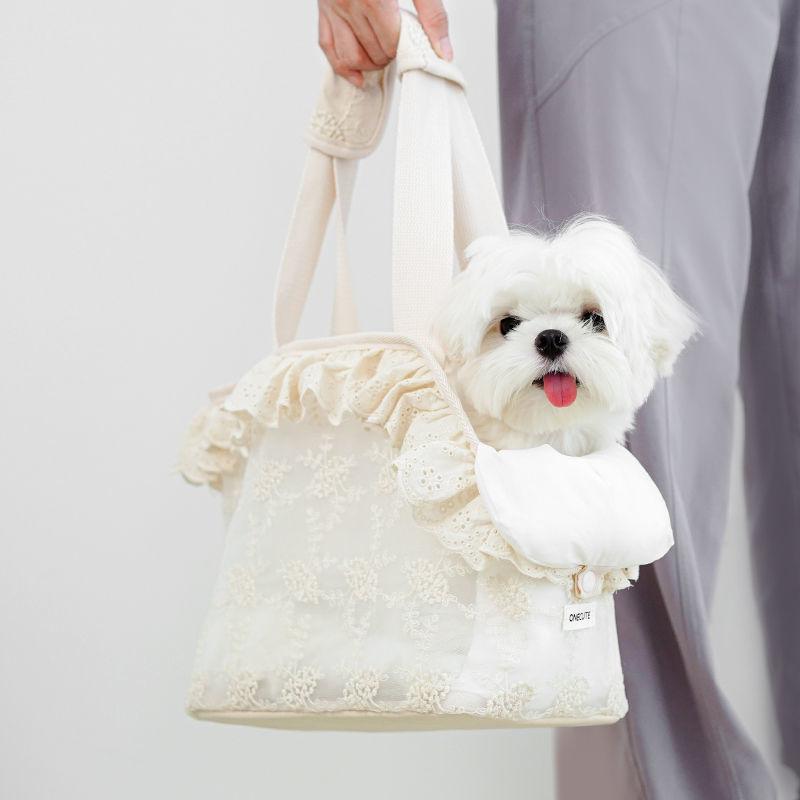 Summer New Pet Outing Portable Breathable Shoulder Bag Teddy Small Dog Dog Backpack Lace Portable Cat Bag 2