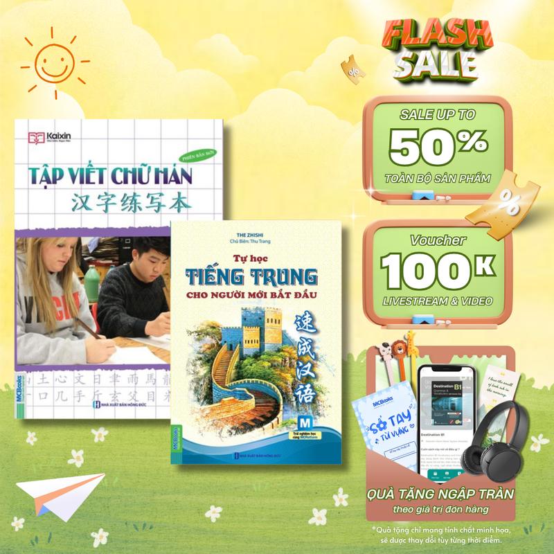 Combo Sách Tự Học Tiếng Trung Cho Người Mới Bắt Đầu và Tập Viết Chữ Hán Phiên Bản Mới