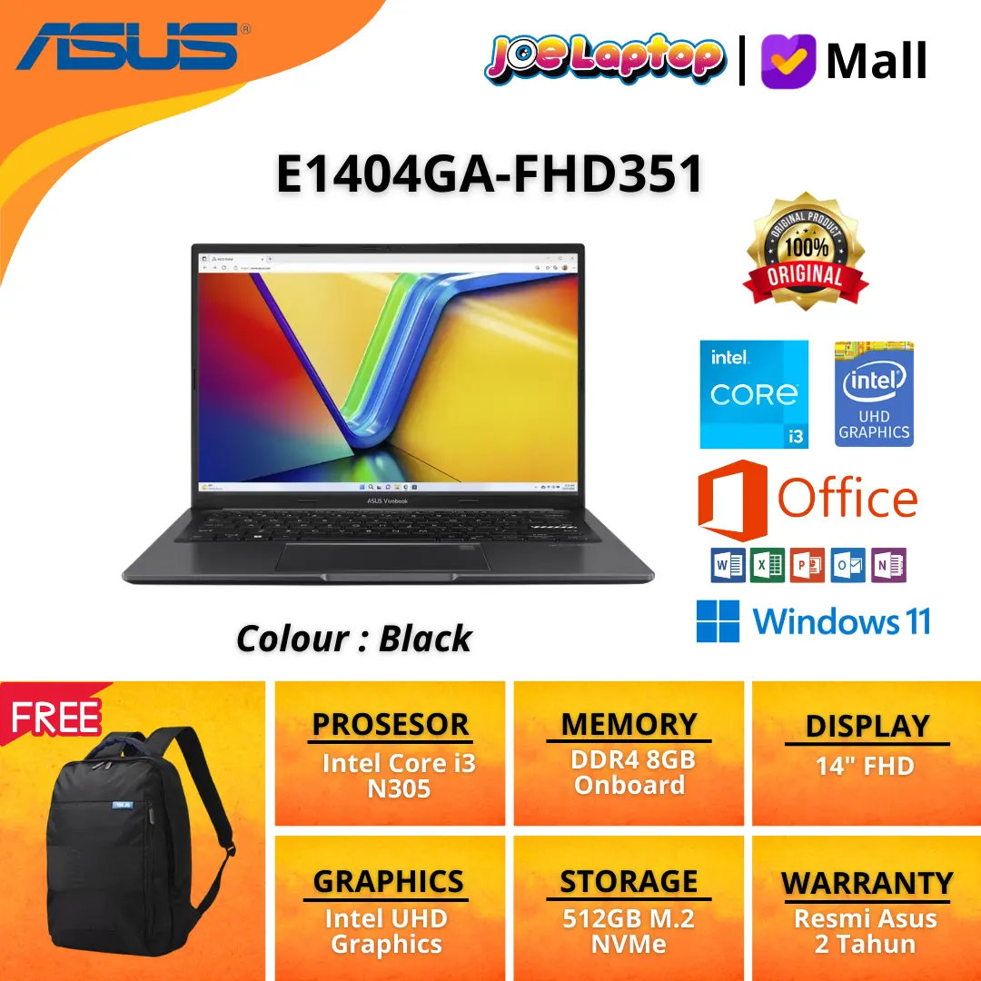 Asus E1404GA-FHD351 Black i3 N305 Win11 OHS
