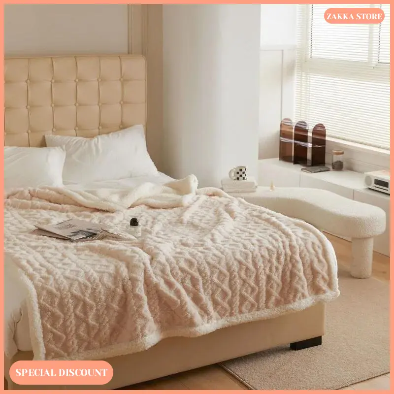 Zakka Store COD Selimut Hangat Musim Dingin / Selimut Sofa / Tempat Tidur Bulu Poliester Polos 6