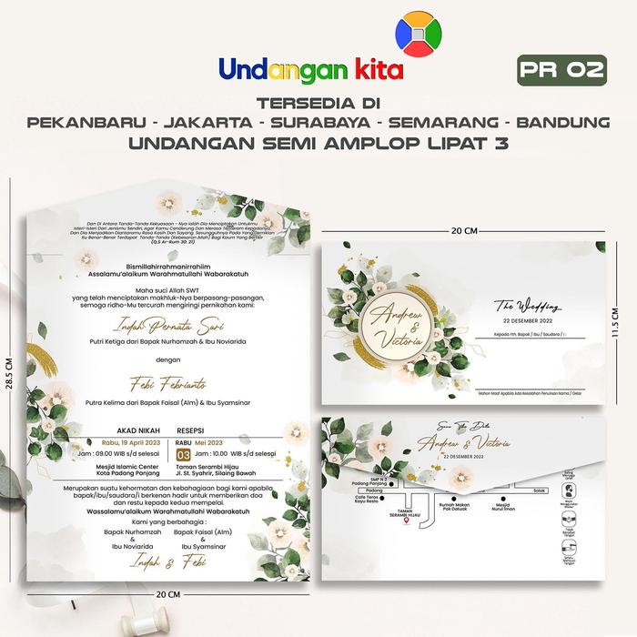 Gambar (100Pcs) Undangan Pernikahan Brief Card Bentuk Semi Amplop - PR 1 dari Undangan Kita Kota Administrasi Jakarta Barat 5 Tokopedia