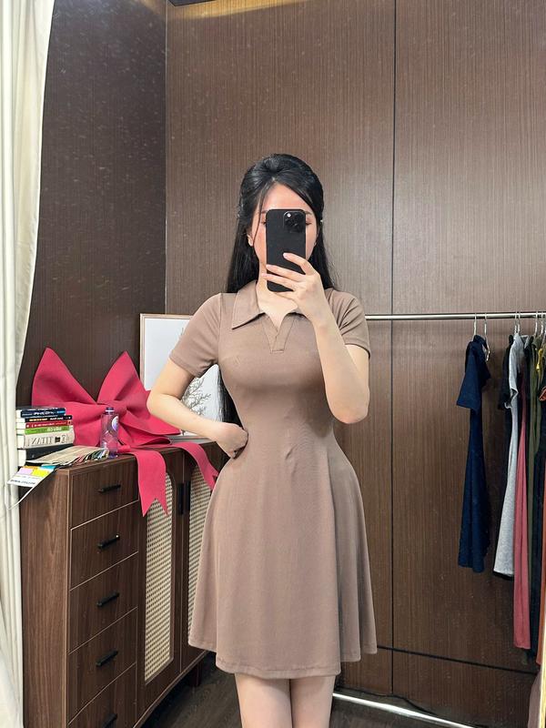 B89 Đầm polo thiết kế form xoè mặc máy cổ đức đi chơi đi làm đều được váy đi dự đám cưới đầm đi tiệc đi làm đi chơi by Thương Lê B89