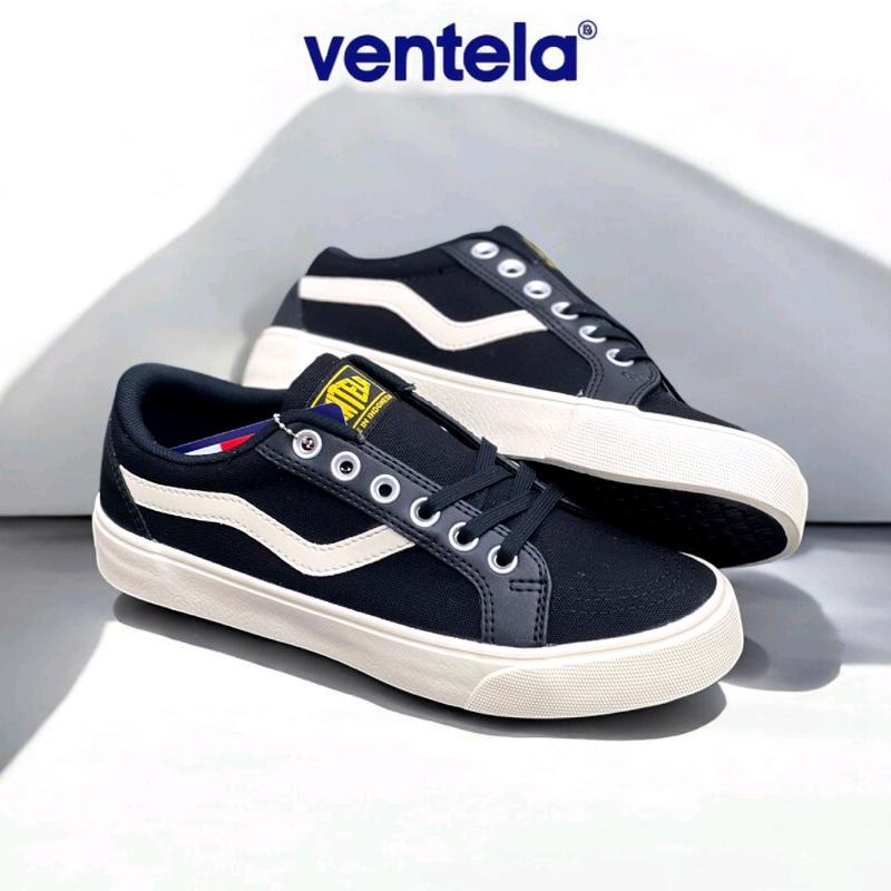 Ventela Republic Low Black Natural Original - Sepatu Sneakers Canvas 12oz Casual Shoes 5