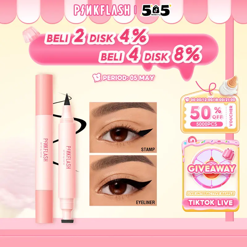 [Official]PINKFLASH #QuickShape Lasting Winged Eyeliner Stamp 2-in-1 High Pigment Easy to use