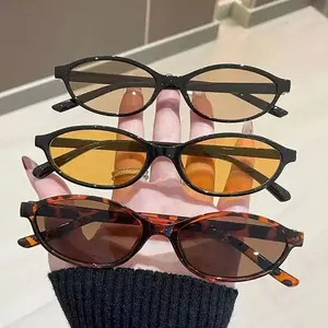 Kacamata Hitam Fashion Oval Retro Korean Look Sunglasses Vintage Fashion Wanita