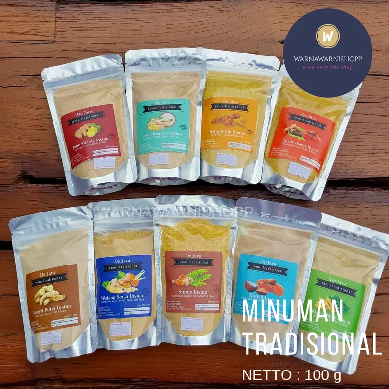 Minuman Sari Jahe Merah Instan Beras Kencur Temulawak Kunyit Asam Sinom Kunci Sirih Kunyit Putih 100 gr Organik Air 1