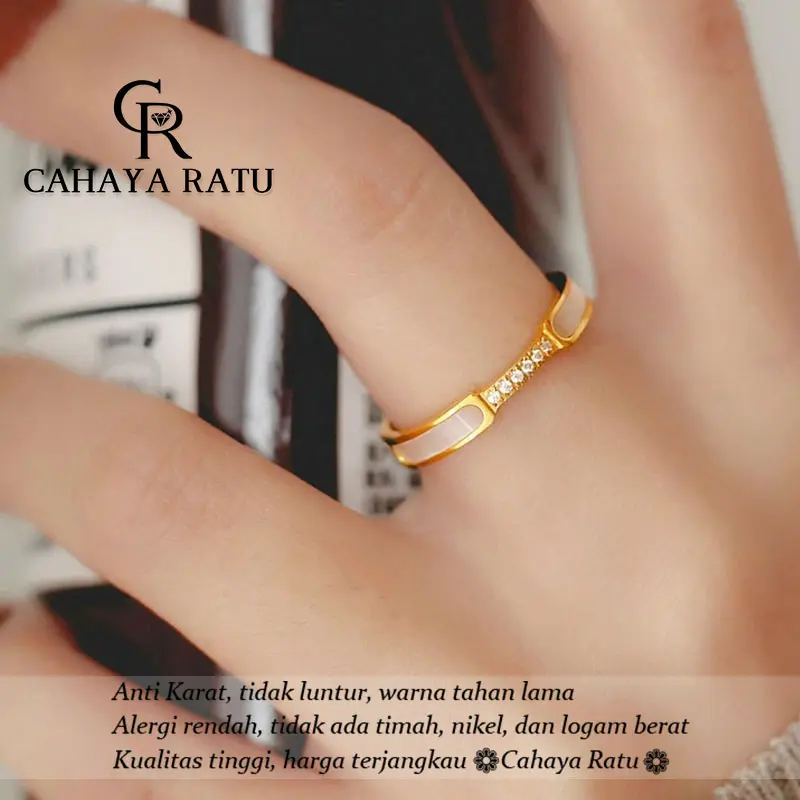 10 CR • Cincin Titanium Asli Ori Wanita Anti Karat Mewah Elegan Aesthetic Korean Style Model Baru 2024 Perhiasan Promise Ring (Stok Terbatas) 6