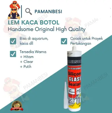 Lem Kaca Botol Handsome Black White Clear Sealant Sealan Silikon