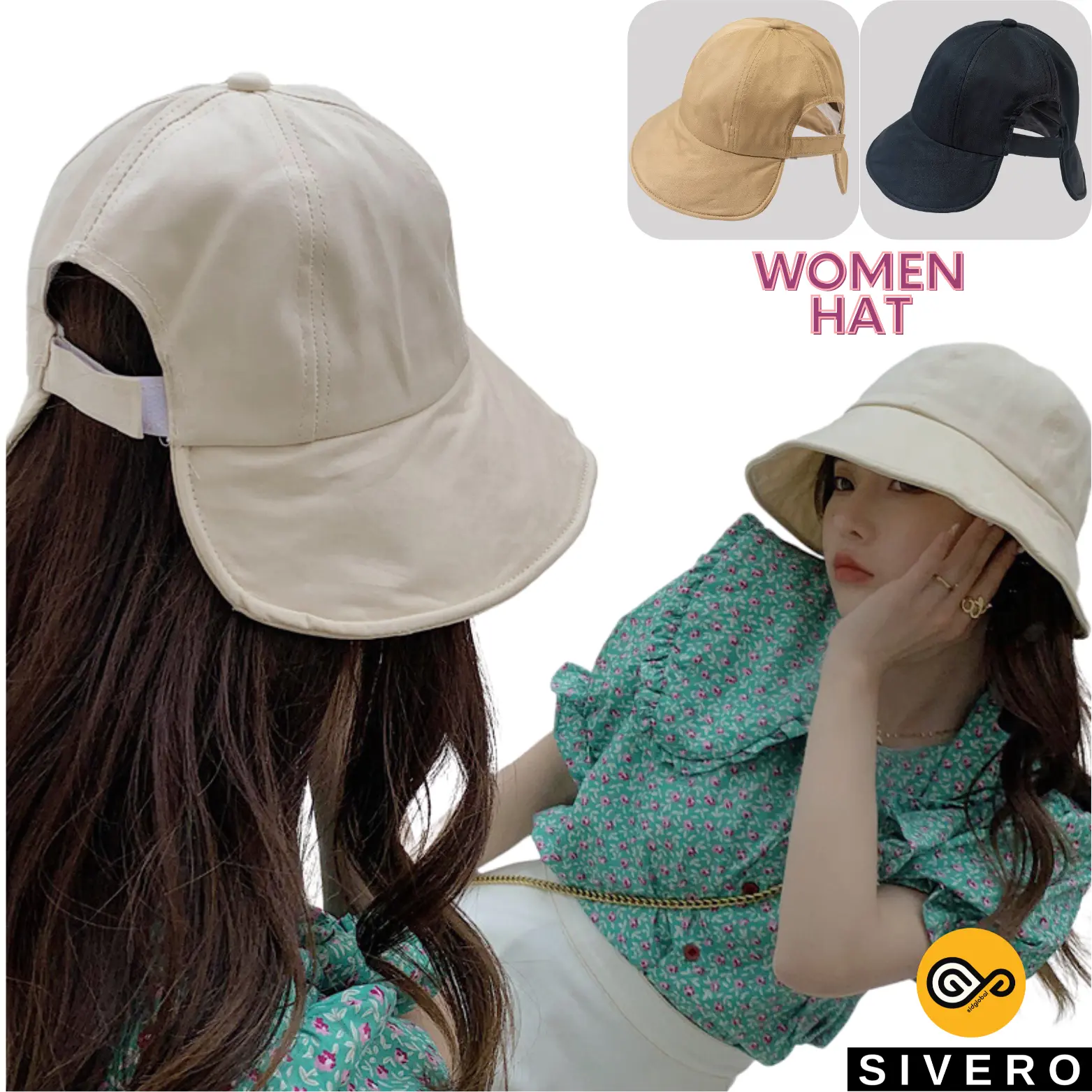 Hat Sunproof UV Women Sun-Hat Foldable Adjustable Cap Sunscreen Fisherman Bucket Hat Cap Woman Topi Pantai Wanita Beach Summer Plain