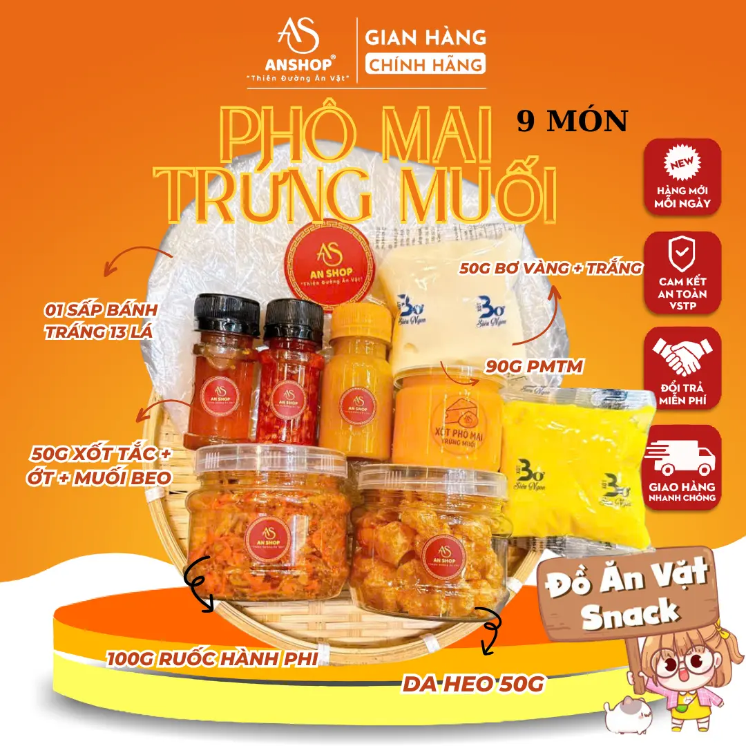 [COMBO GHIỀN ANSHOP] COMBO BÁNH TRÁNG PHƠI SƯƠNG(Đồ Ăn Vặt Snacks) Food 9 vị bơ