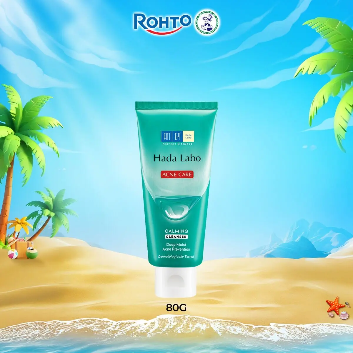 Kem rửa mặt cho da mụn, nhạy cảm Hada Labo Acne Care Calming Cleanser 80g