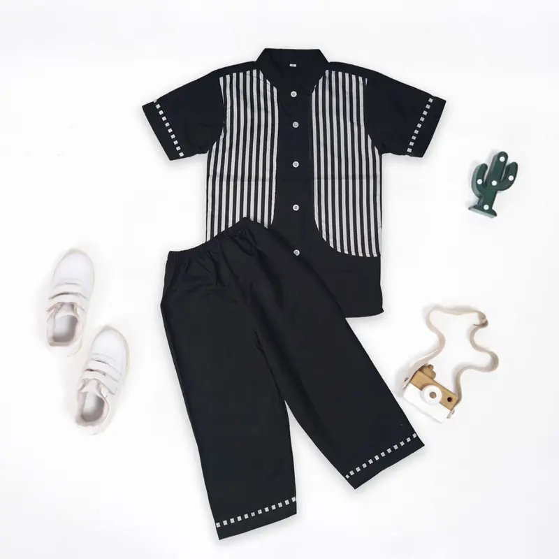 PROMO !!! SETELAN BAJU KOKO ANAK ROMPI TERBARU 2025 UMUR 2-9 TAHUN KOMBINASI BATIK Celana Katun Lembut Muslim   Nyaman Pendek 0