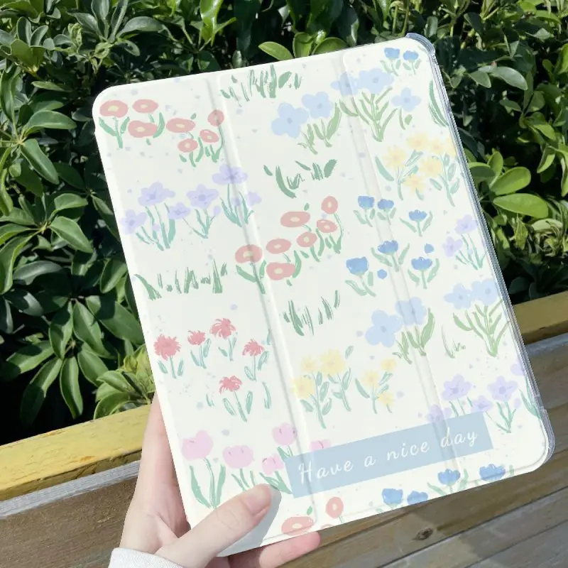 Ốp Bảo Vệ, Dành Cho Ipad9 / 2020 Và Ipadpro, Thiết Kế Hoa Mùa Xuân Và Mùa Hè, Pro11 Gấp Ba Lần, Tương Thích Với Thế Hệ 8 / 10, Bao Gồm Tất Cả, Thích Hợp Cho Air5 / 4, Có Khe Cắm Bút 7