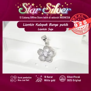 Liontin Kelopak Bunga putih berkilau Perak Ss92.5 asli Anti menghitam dan Anti berkarat