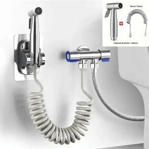 Set de Rociador de Bidé Portátil, 1 Set de Rociador de Bidé de Acero Inoxidable para Limpieza de Baño y Toilet, Rociador de Bidé de Acero Inoxidable Duradero y Diseño Ahorrador de Agua con Manguera de 78 pulgadas