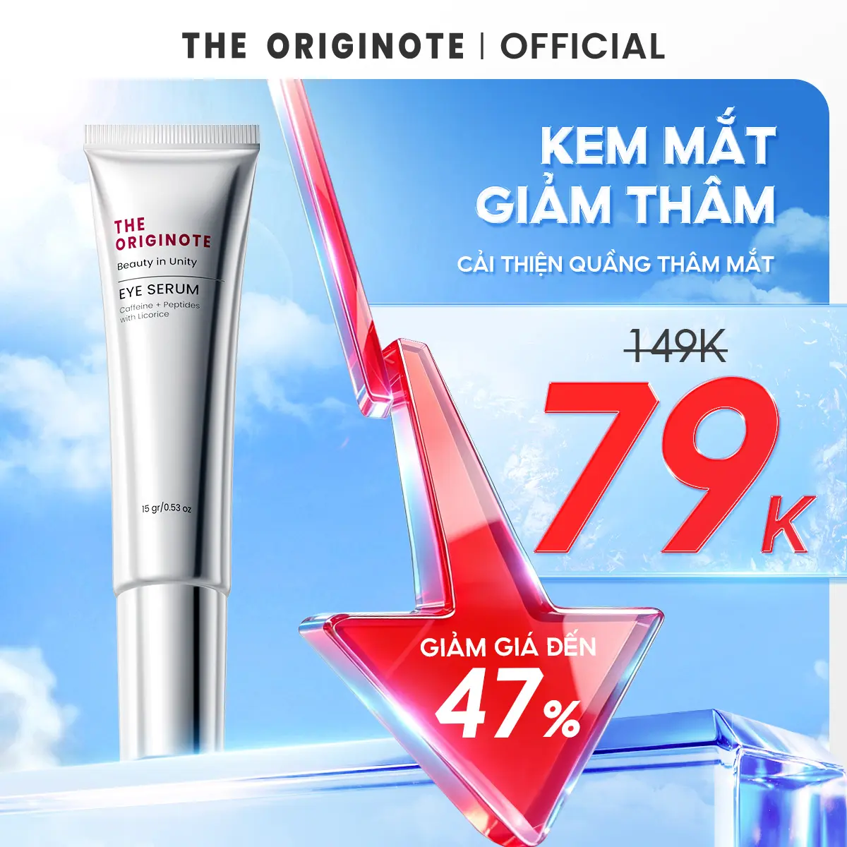 Kem mắt giảm thâm The Originote giảm thâm mắt chăm sóc mắt làm sáng vùng da mắt cấp ẩm căng bóng serum 15g