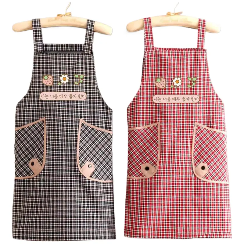 Apron cotton work clothes restaurant kitchen anti-dirty household apron women