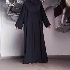 Zavian Gamis Abaya Wanita Kekinian Polos Wolpis Premium Ukuran S M L XL XXL /Basic Abaya Polos Wanita Terbaru Muslim Hitam Remaja Syari Dress Dewasa Maxi Lebaran Mewah Simple Arab Pesta