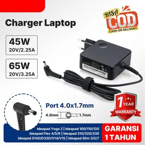 Charger Laptop Lnvo 45W/65W 4.0*1.7mm Garansi 1 Tahun Pengisi Daya untuk Seri ThinkPad Ideapad dan Lainnya Kompatibel dengan Berbagai Tipe Laptop