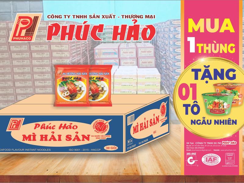  Phúc Hảo Mì Hải Sản - 30 Gói 60gr 
