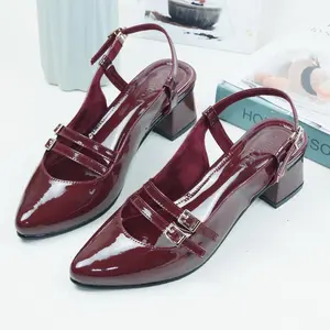 GOROKA- Delia Sepatu Mules Wanita Shoes Hak 5 Cm Glossy Wanita-Elegan dan Nyaman Sendal Merah Putih Hitam