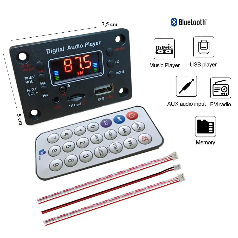 60BT 12v Bluetooth MP3 Player Module Kit, model kotak
