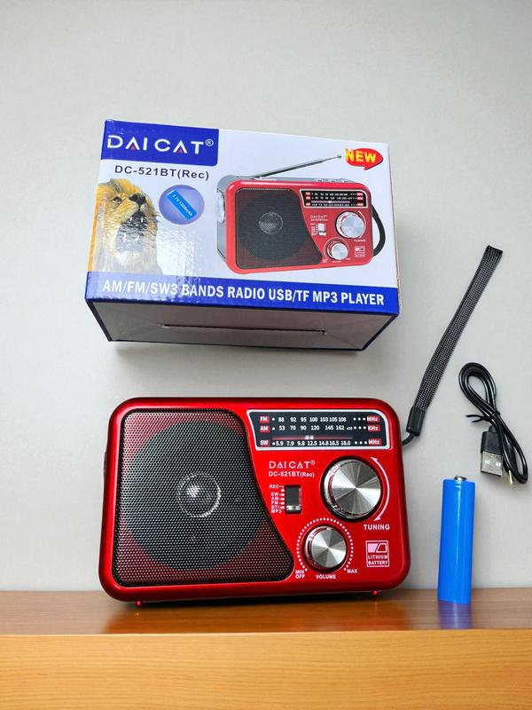 Đài Radio DC-521URT Bắt Sóng Mạnh – Nghe USB, Thẻ Nhớ, Có Đèn Pin & Cổng Tai Nghe