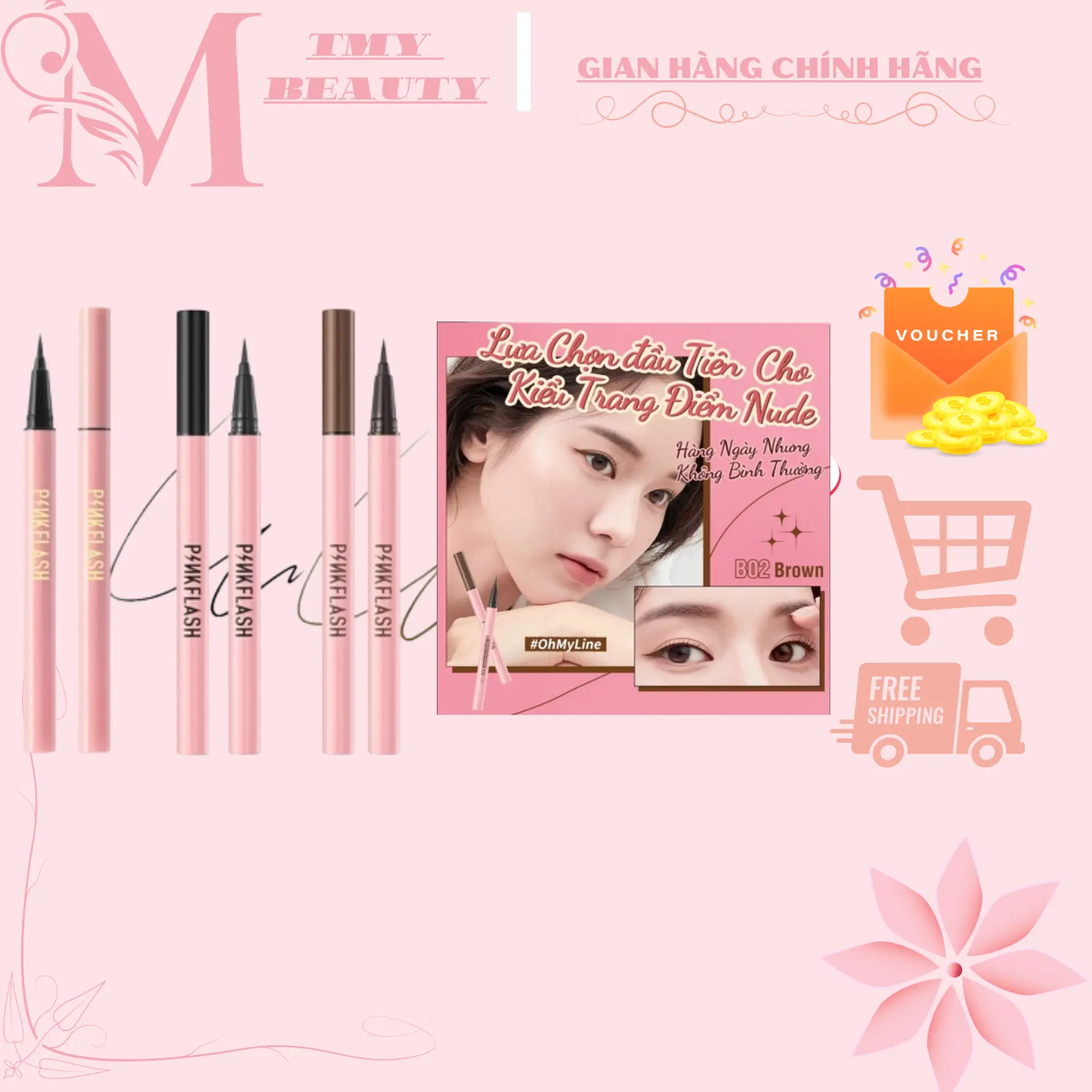 Bút kẻ mắt PINKFLASH bản nâng cấp dạng lỏng lâu trôi nhanh khô chống nhòe và chống nước p28.