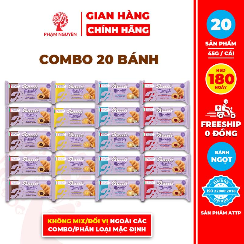 Combo 20 Bánh Sừng Bò Bauli Moonfils 45g | Bánh ăn sáng tiện lợi giàu dinh dưỡng | Bánh sừng trâu | Đồ ăn vặt Snack Food | Thức Ăn