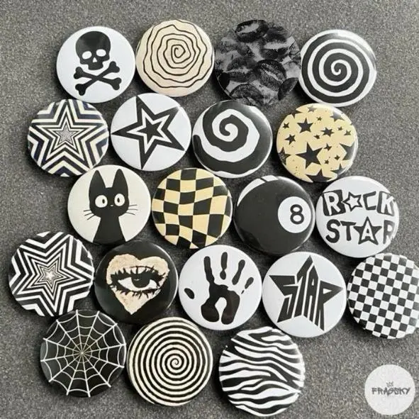 FRAGSKY ACCESSORIES Pin Button Bros Ukuran 44mm Gambar Aesthetic Skena Kalcer Cool Y2K Keren Untuk Aksesoris Jaket Rompi dan Tas Bahan Logam Seng Berkualitas Anti Gores Elegan Estetik Warna Black Hitam